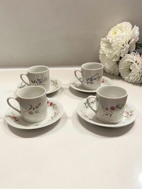 Vintage BIA Cordon Bleu Espresso / Demitasse Cup & Saucer Set – Set of 4